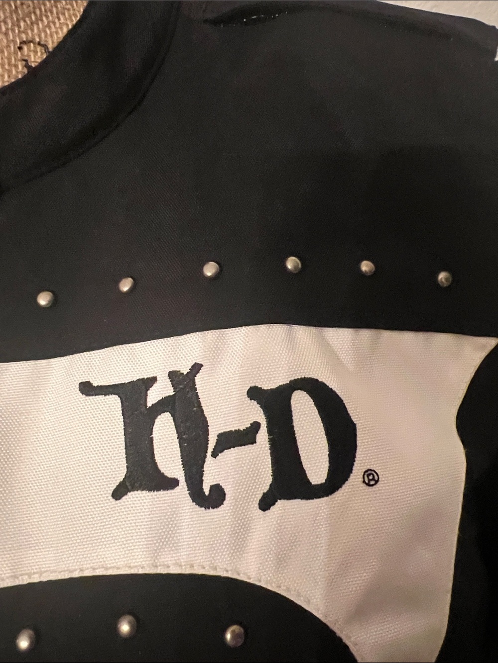 Harley-Davidson Black, White & Red Studded Bomber Jacket woman size - Picture 4 of 8